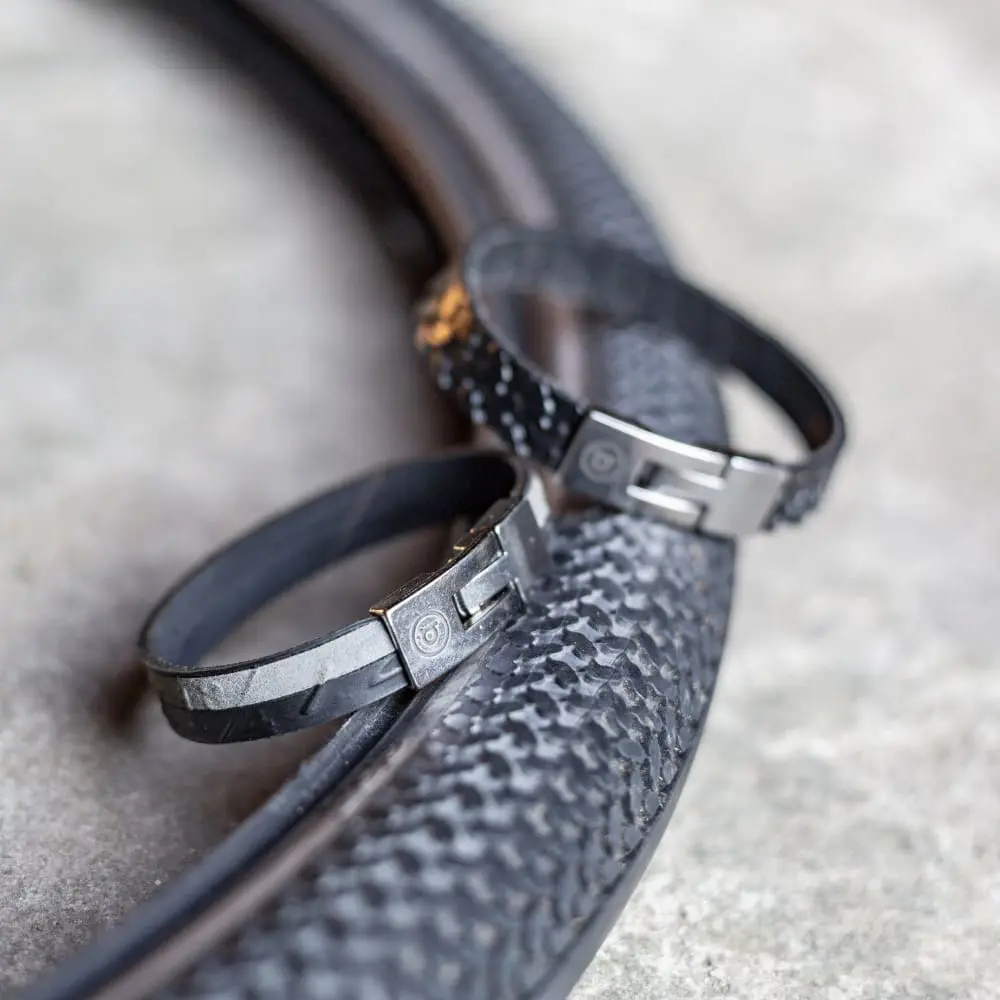 Upcycled armbanden van oude fietsbanden – duurzame accessoires van Bendl